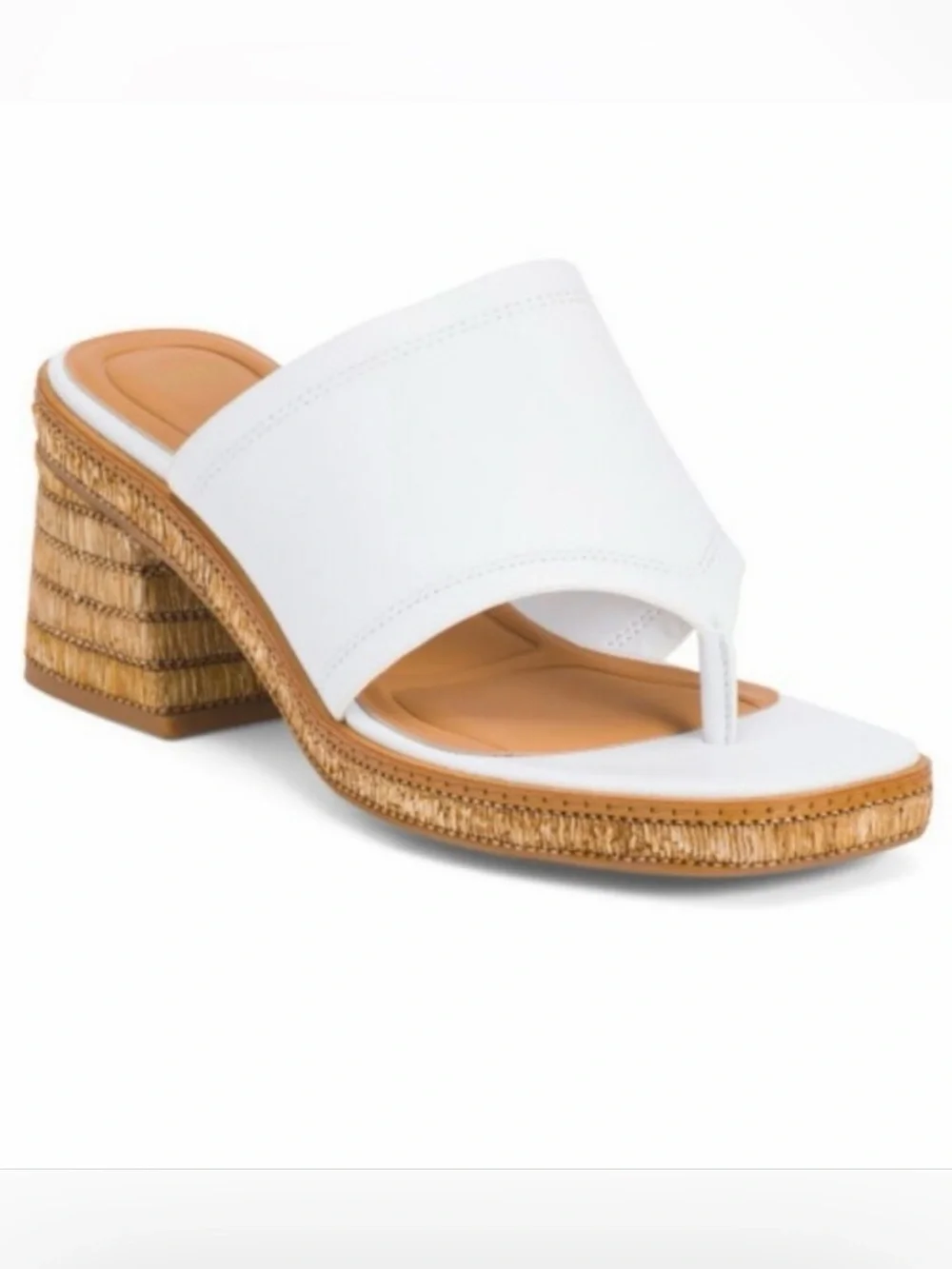 Franco Sarto Ferrara Espadrille Platform White Leather Thong Sandal (10)